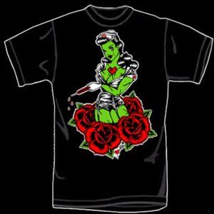 Too Fast Zombie Nurse T-Shirt Rockabilly Tattoo